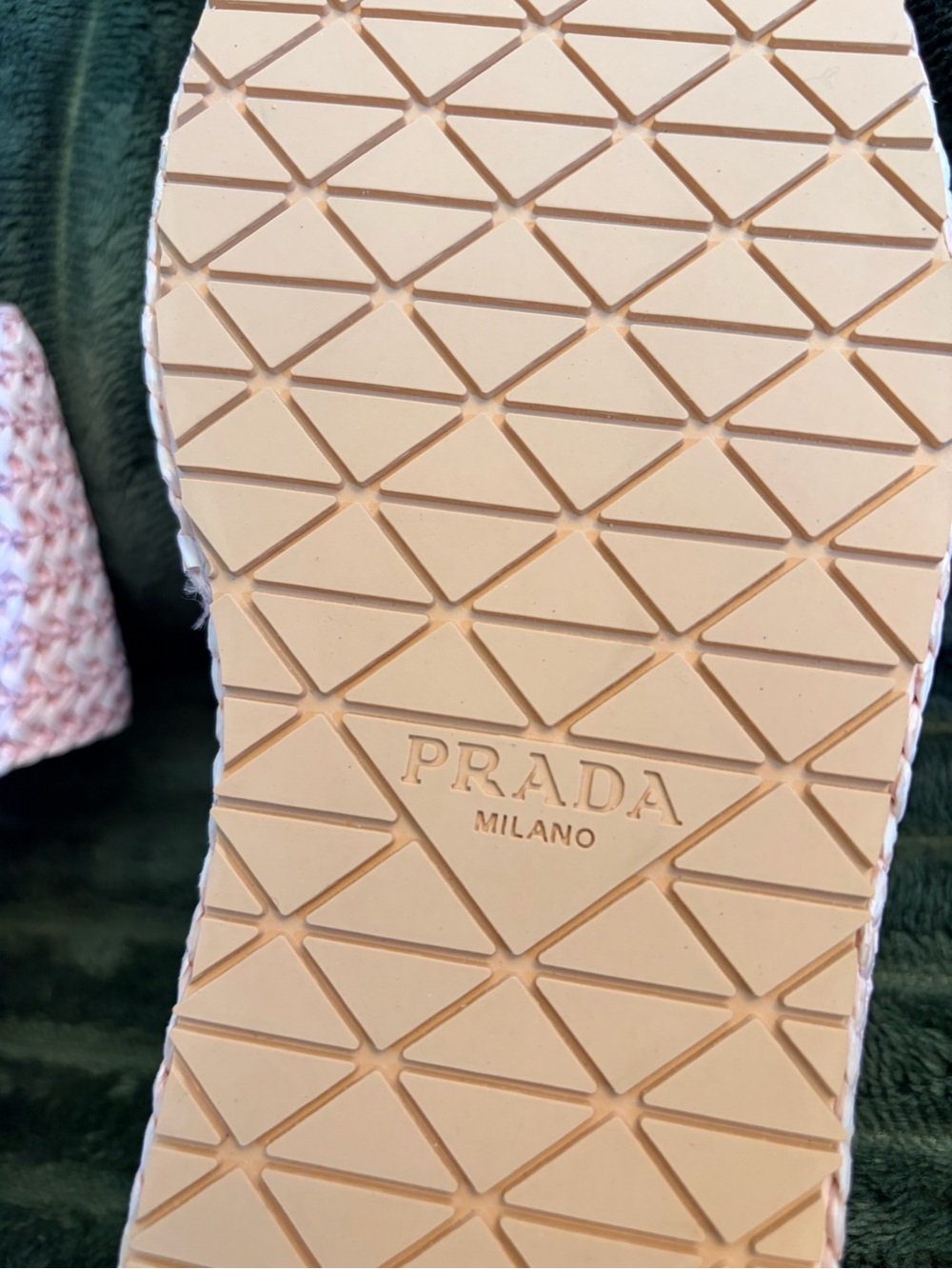 Prada Pink Braided Slide Mules with Gold Triangle Emblem - Size 39 - Picture 4 of 4